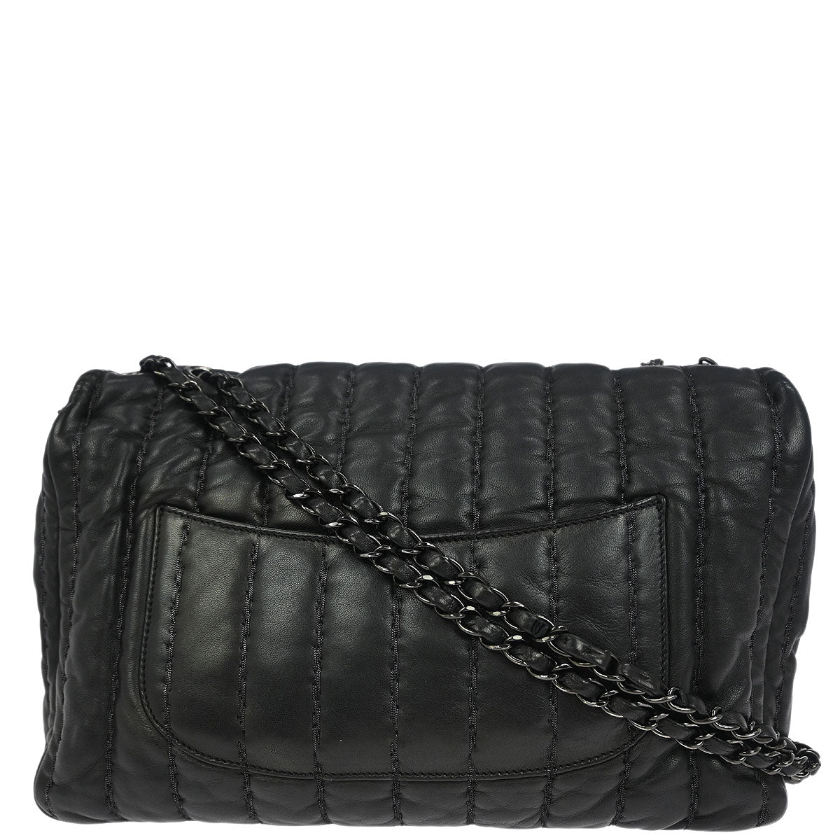 Chanel Black Lambskin Mademoiselle Jumbo Flap Bag