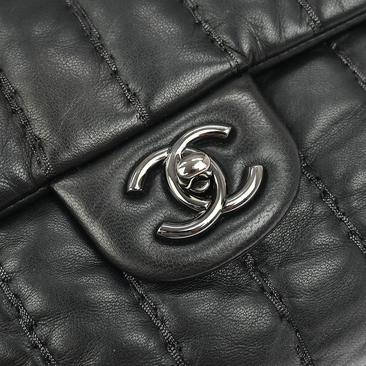 Chanel Black Lambskin Mademoiselle Jumbo Flap Bag