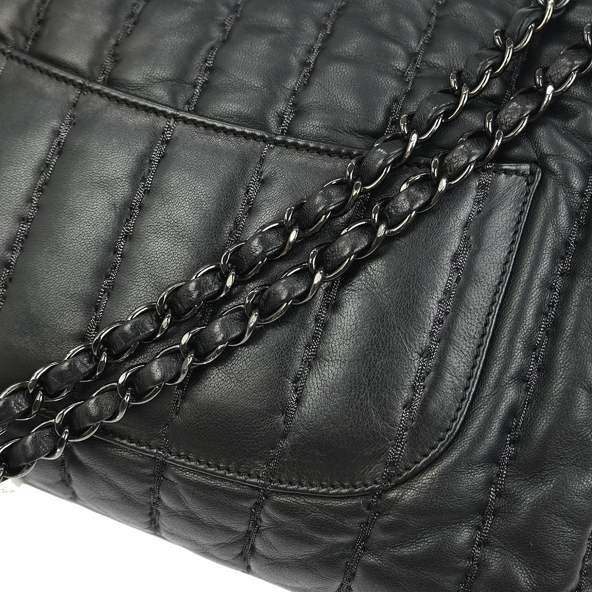 Chanel Black Lambskin Mademoiselle Jumbo Flap Bag