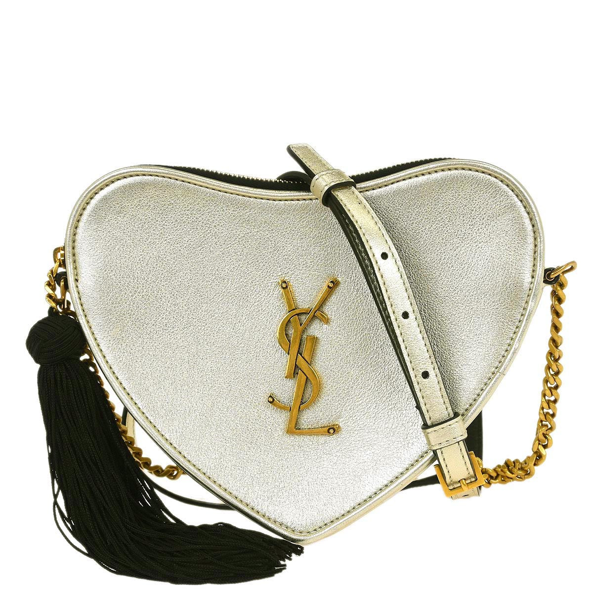 Saint Laurent Gold Love Heart Shoulder Bag