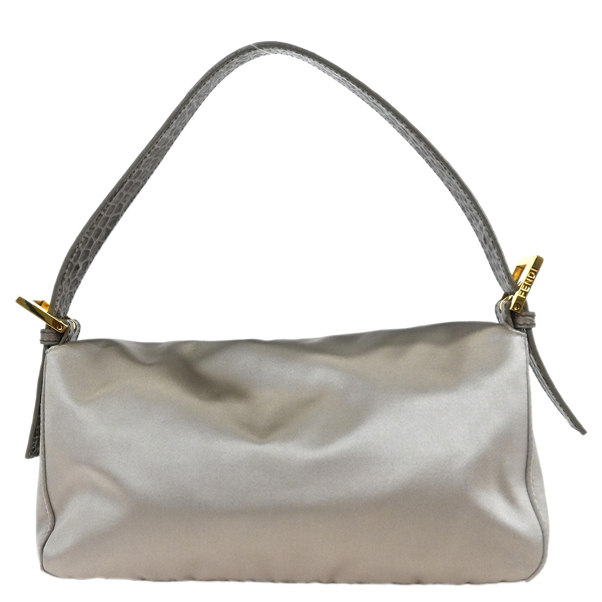 Fendi * Gray Satin Crocodile Baguette Handbag