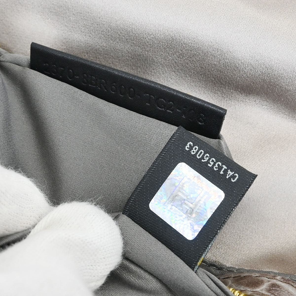 Fendi * Gray Satin Crocodile Baguette Handbag