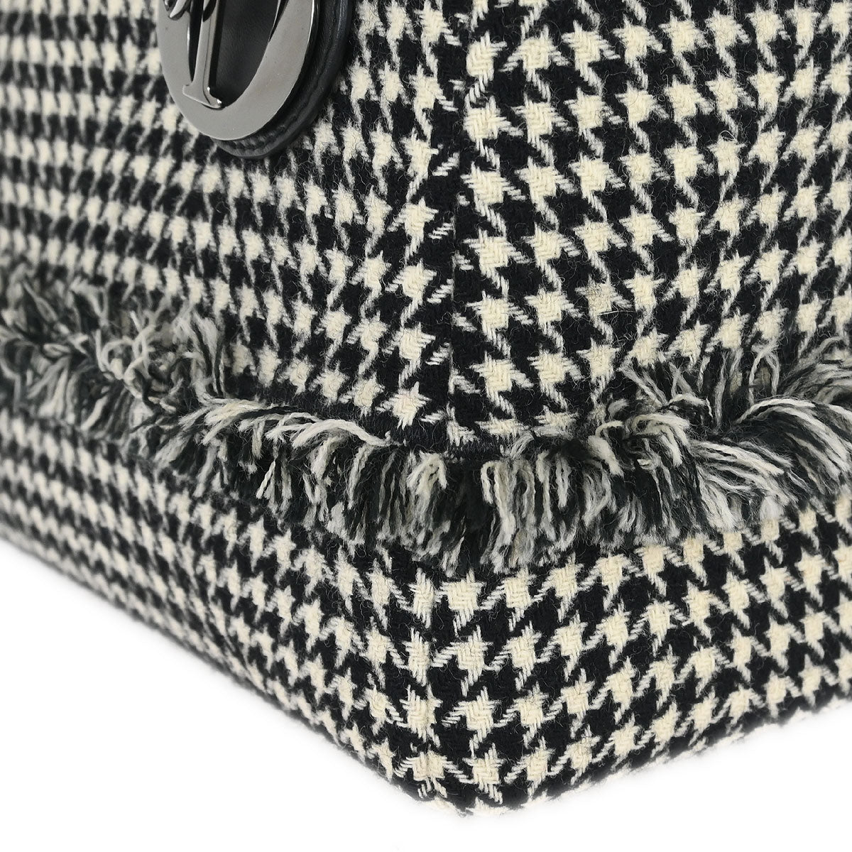 Christian Dior Black White Houndstooth Lady Dior 2way Handbag