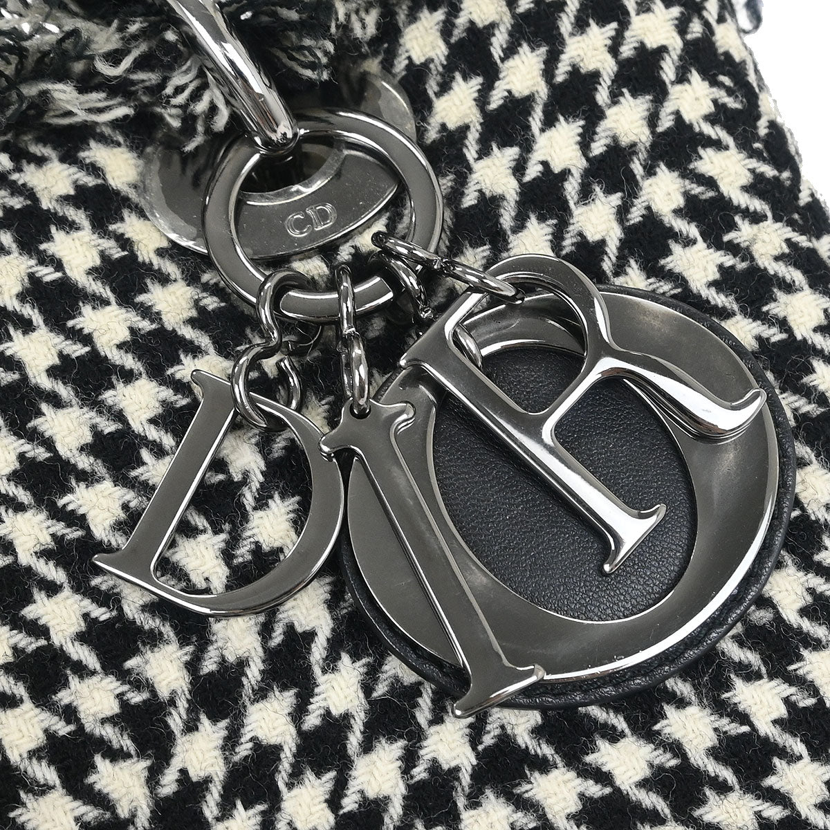 Christian Dior Black White Houndstooth Lady Dior 2way Handbag