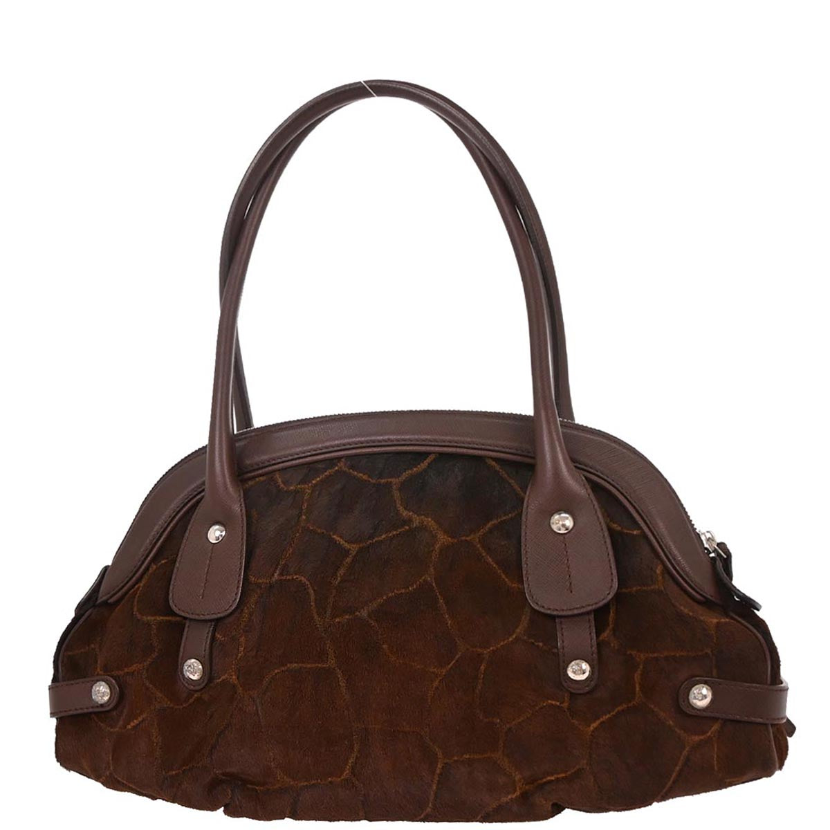 Salvatore Ferragamo * Brown Pony Hair Gancini 2way Shoulder Handbag