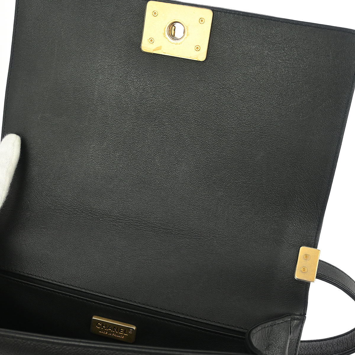 Boy Chanel Black Fur Lambskin Medium Shoulder Bag