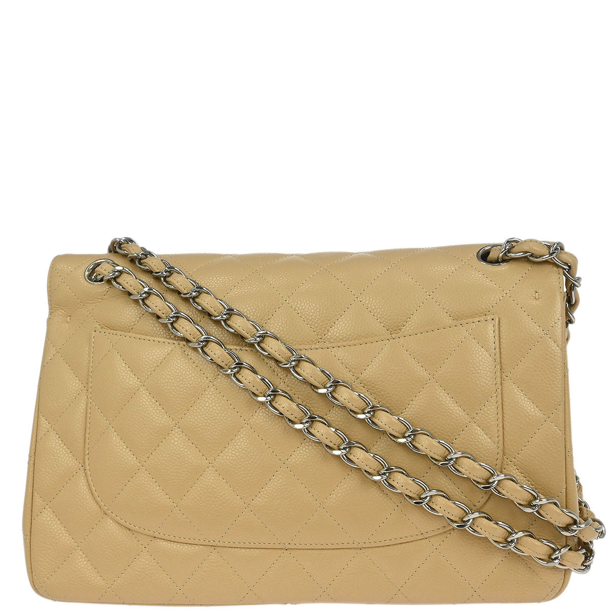 Chanel Beige Caviar Classic Double Flap Shoulder Bag
