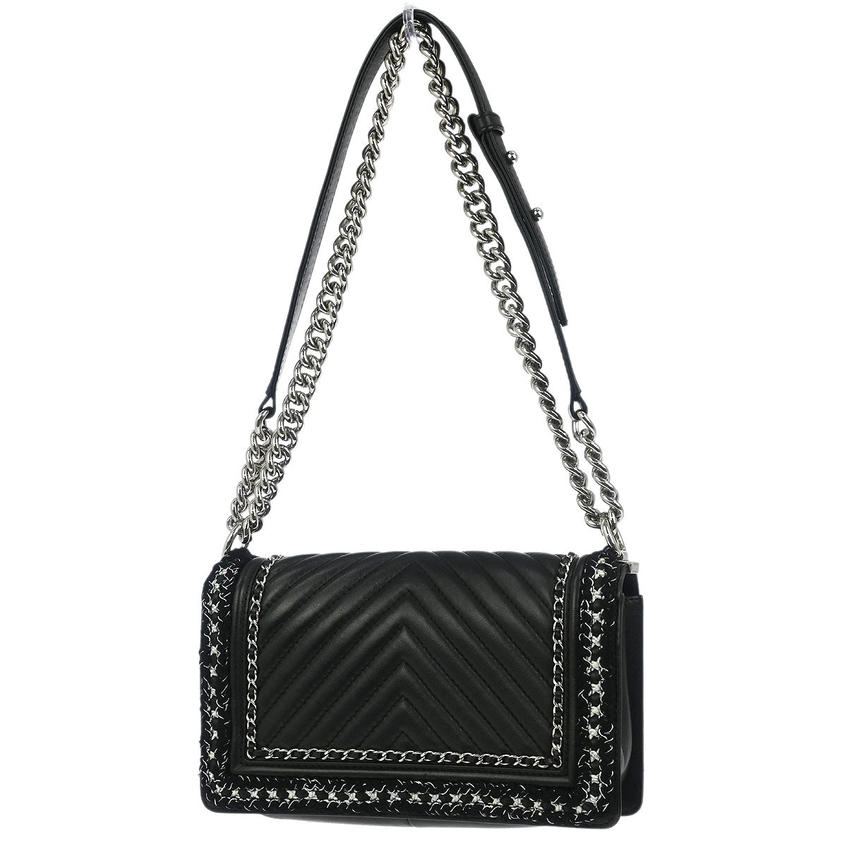 Boy Chanel Black Calfskin Chevron Medium Shoulder Bag