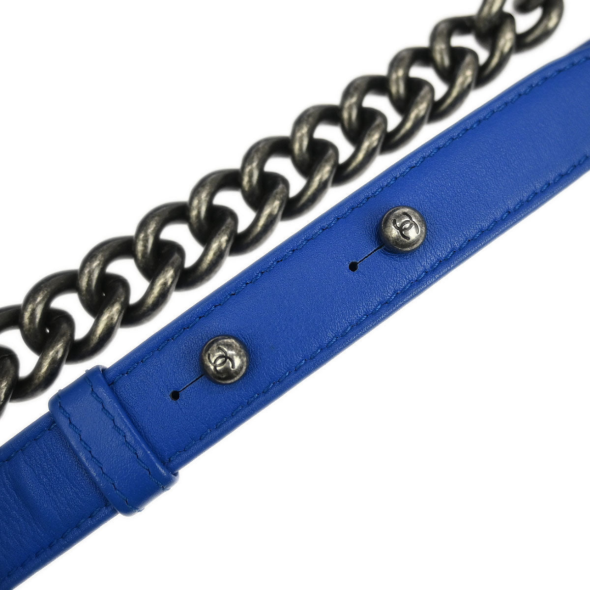 Boy Chanel Blue Lambskin Chevron Small Chain Shoulder Bag