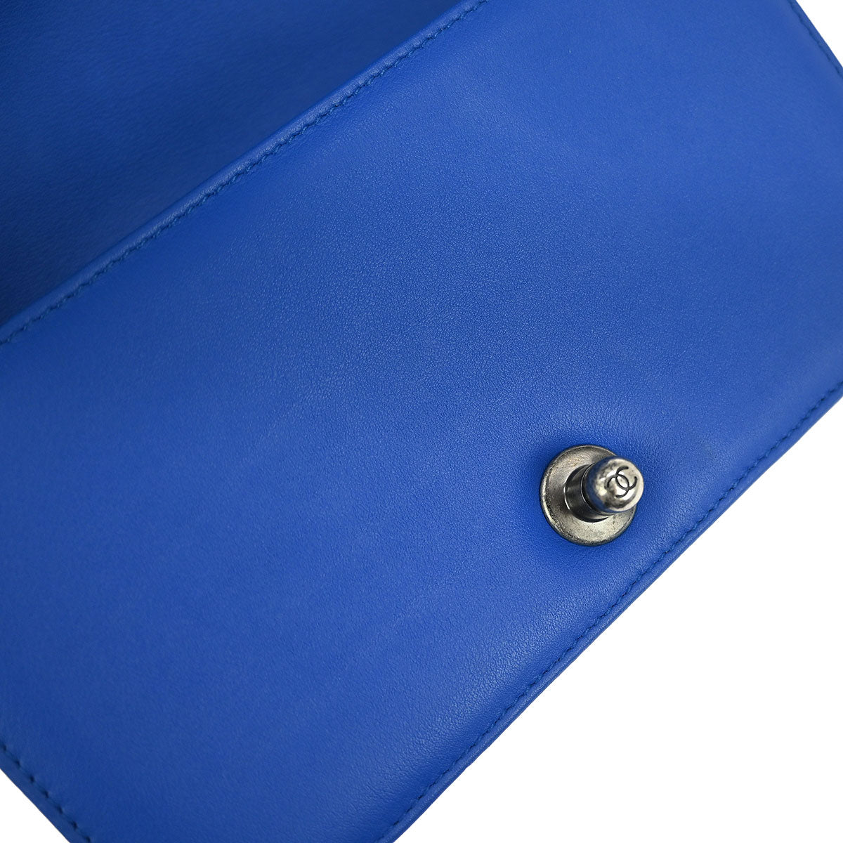 Boy Chanel Blue Lambskin Chevron Small Chain Shoulder Bag