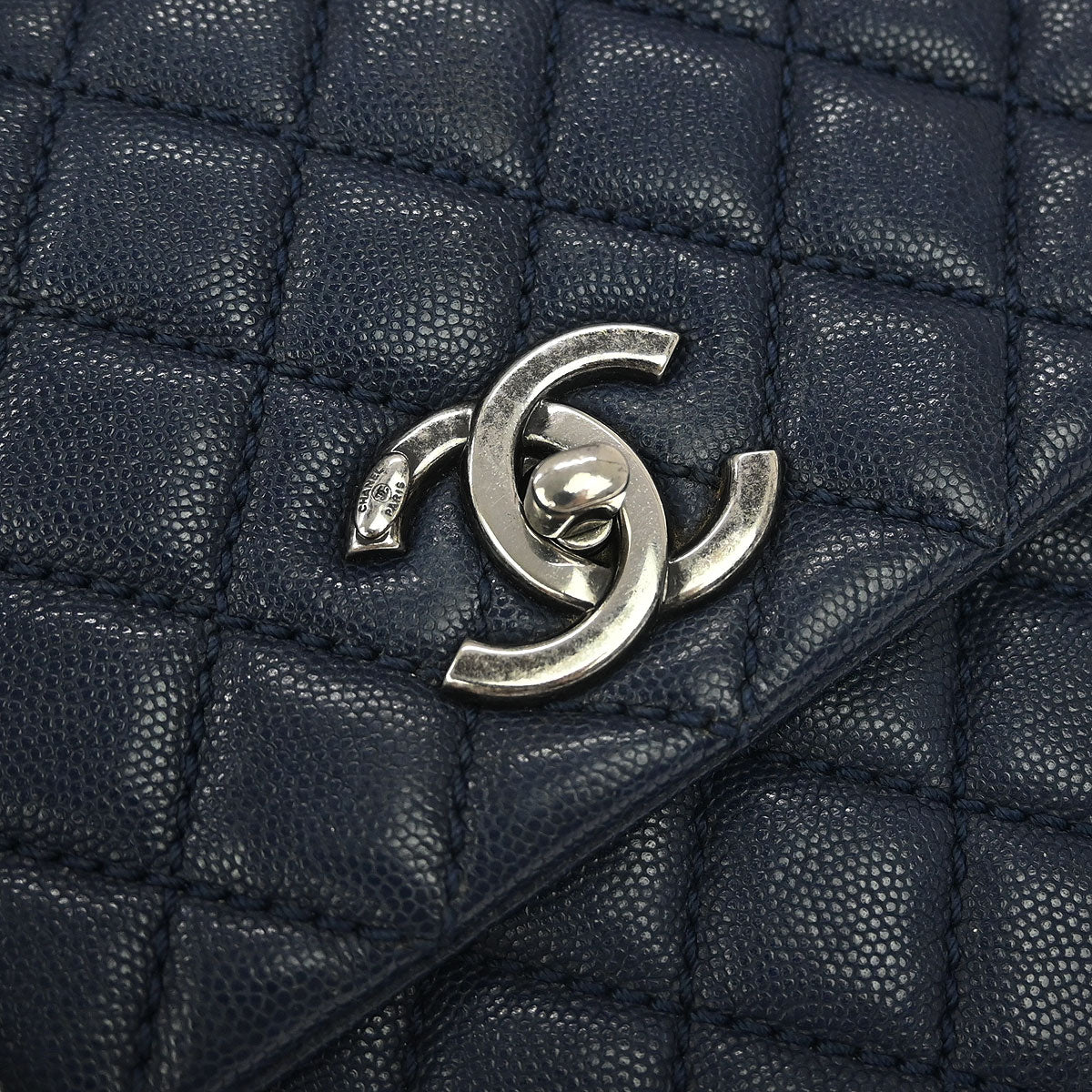 Chanel Navy Caviar Coco Handle 2way Shoulder Handbag