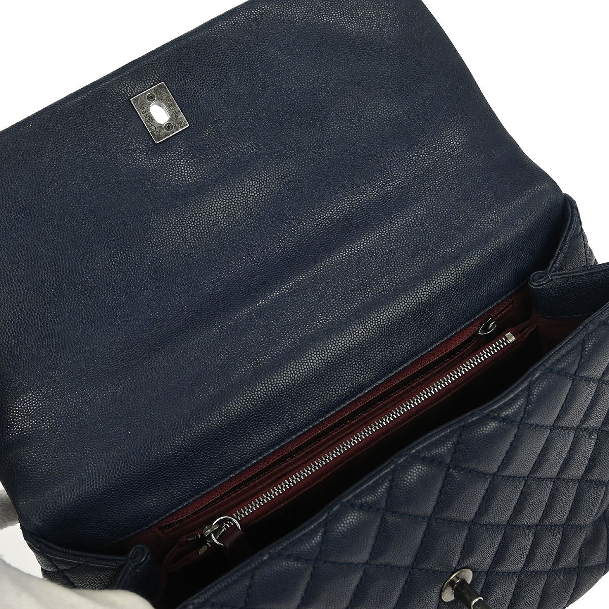 Chanel Navy Caviar Coco Handle 2way Shoulder Handbag