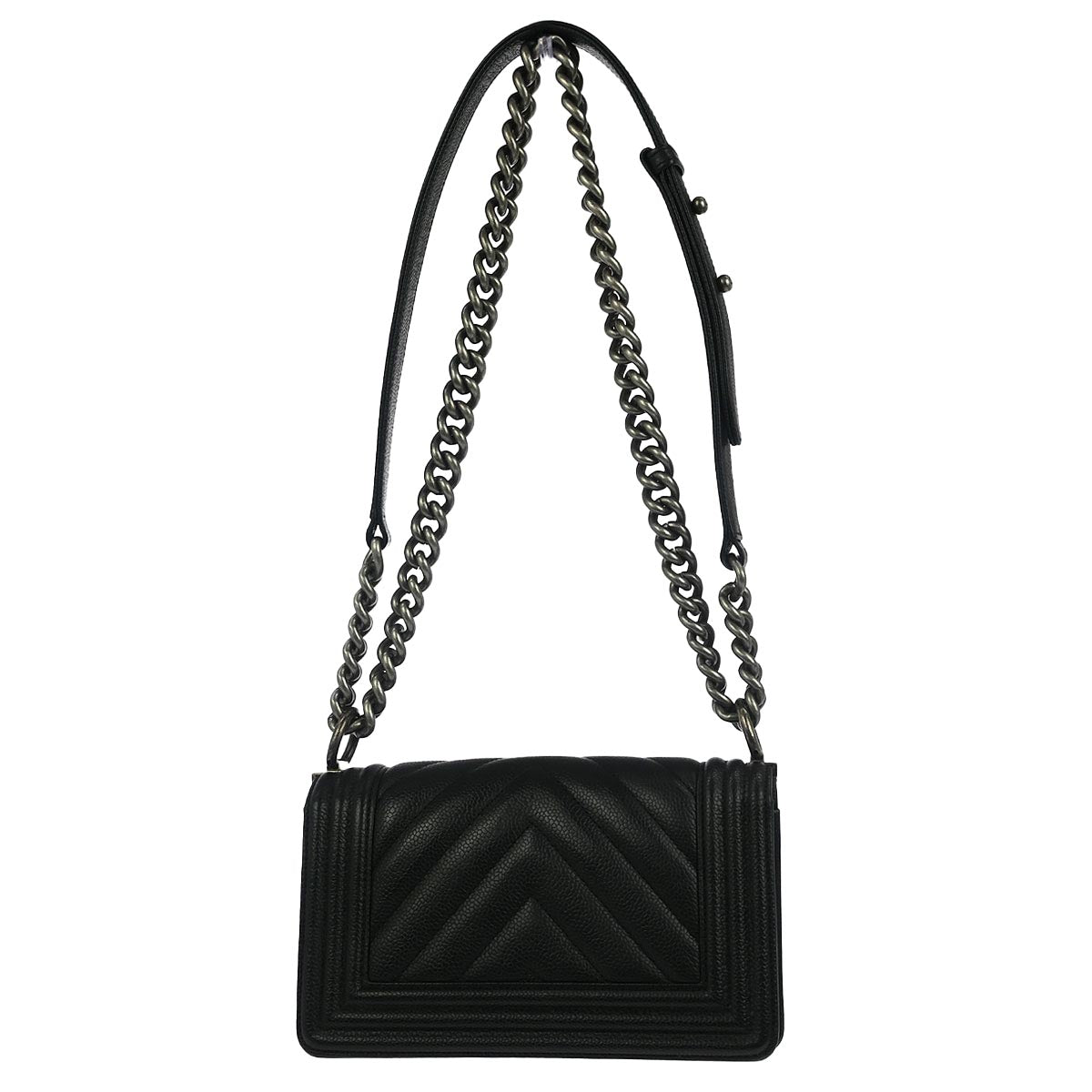 Boy Chanel Black Caviar Chevron Small Chain Shoulder Bag