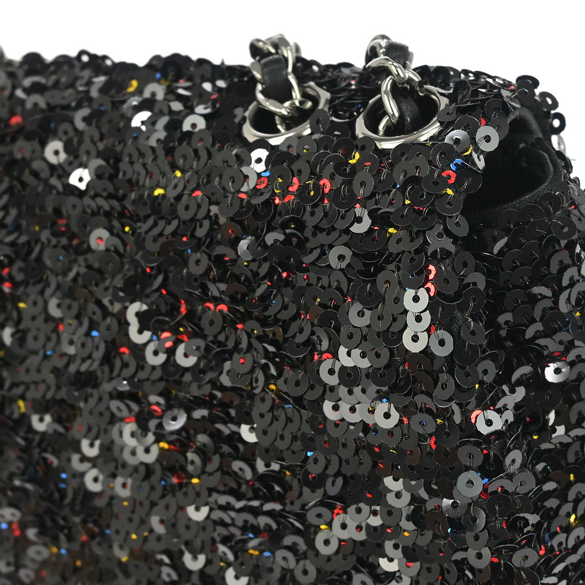 Chanel Black Sequins Single Flap Shoulder Bag