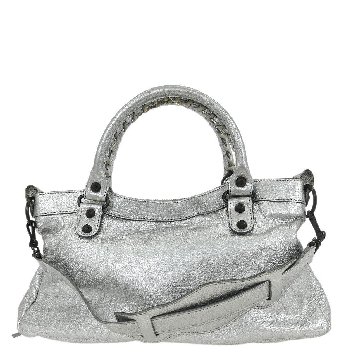 Balenciaga Silver Lambskin The First 2way Shoulder Handbag