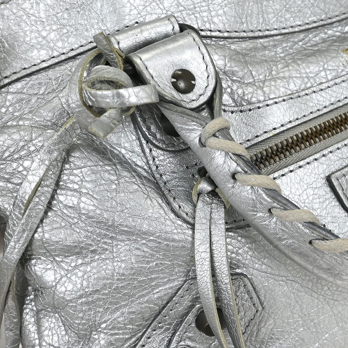 Balenciaga Silver Lambskin The First 2way Shoulder Handbag