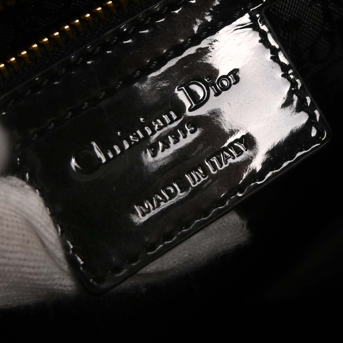 Christian Dior Black Patent Leather Large Lady Dior 2way Shoulder Handbag