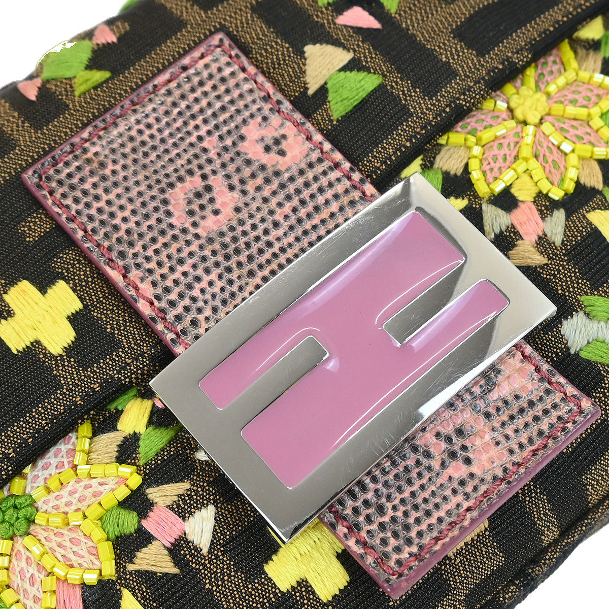 Fendi * Brown Embroidered Zucca Baguette