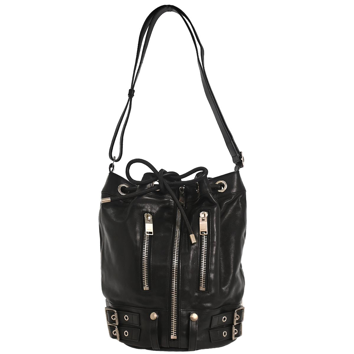 Saint Laurent Black Leather Rider Bucket Bag Shoulder Bag