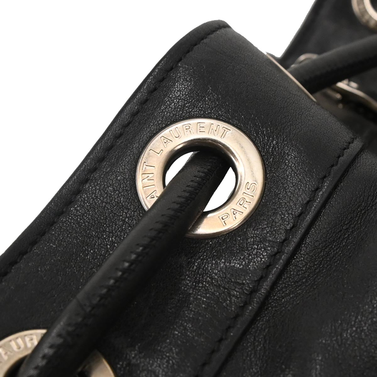 Saint Laurent Black Leather Rider Bucket Bag Shoulder Bag