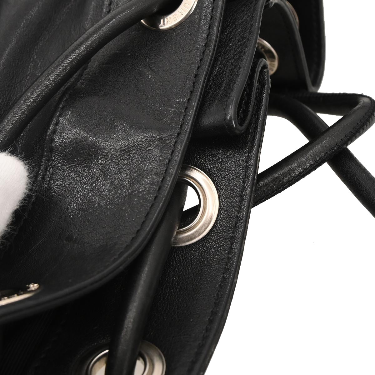 Saint Laurent Black Leather Rider Bucket Bag Shoulder Bag