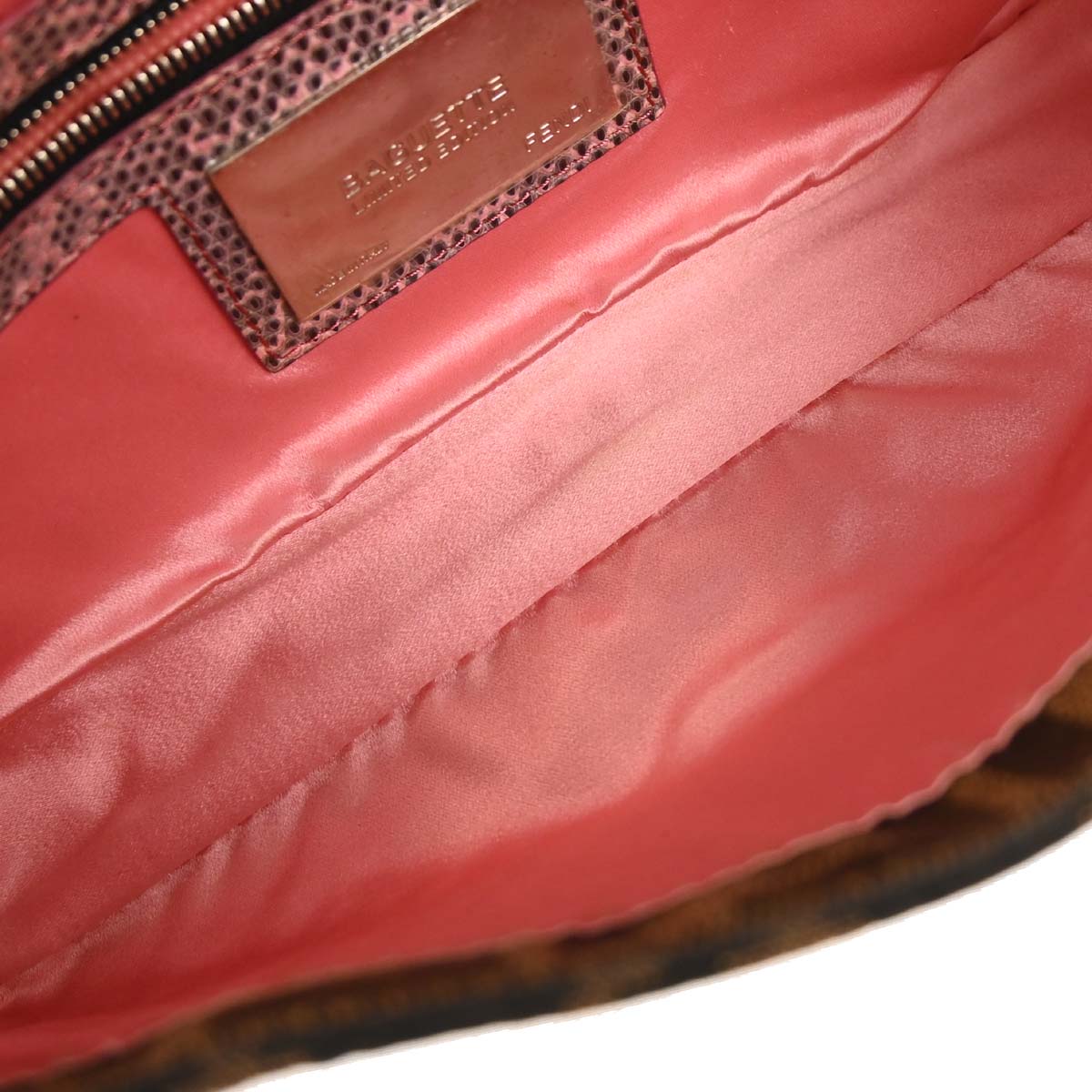 Fendi *Zucca Lizard Embroidered Baguette Handbag