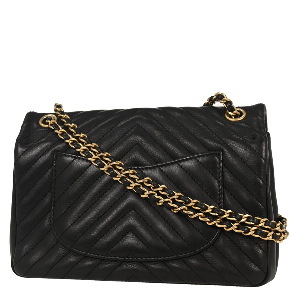 Chanel 2018 Black Calfskin Chevron Shoulder Bag