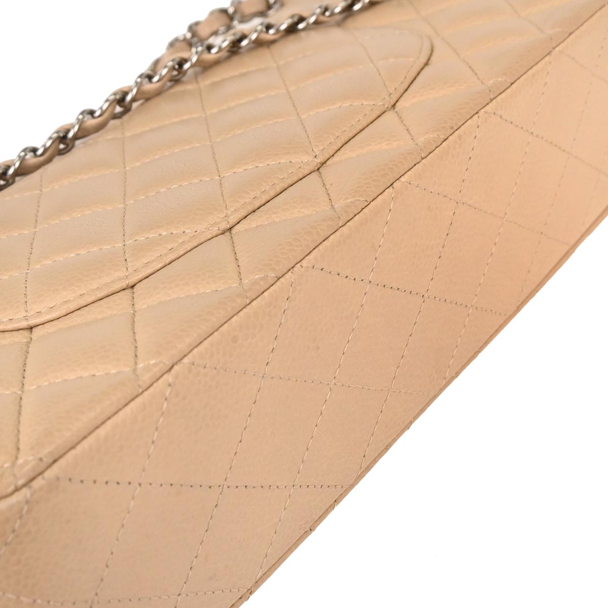 Chanel 2010-2011 Beige Caviar Medium Classic Double Flap Shoulder Bag