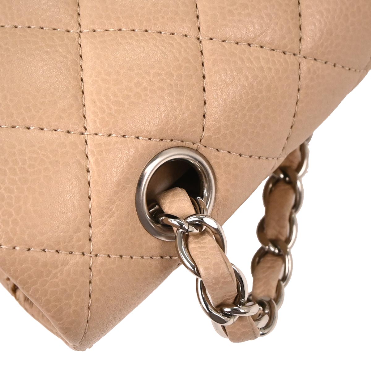 Chanel 2010-2011 Beige Caviar Medium Classic Double Flap Shoulder Bag