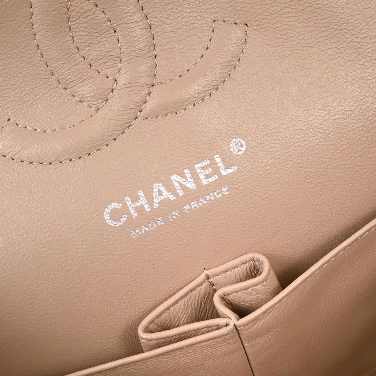 Chanel 2010-2011 Beige Caviar Medium Classic Double Flap Shoulder Bag