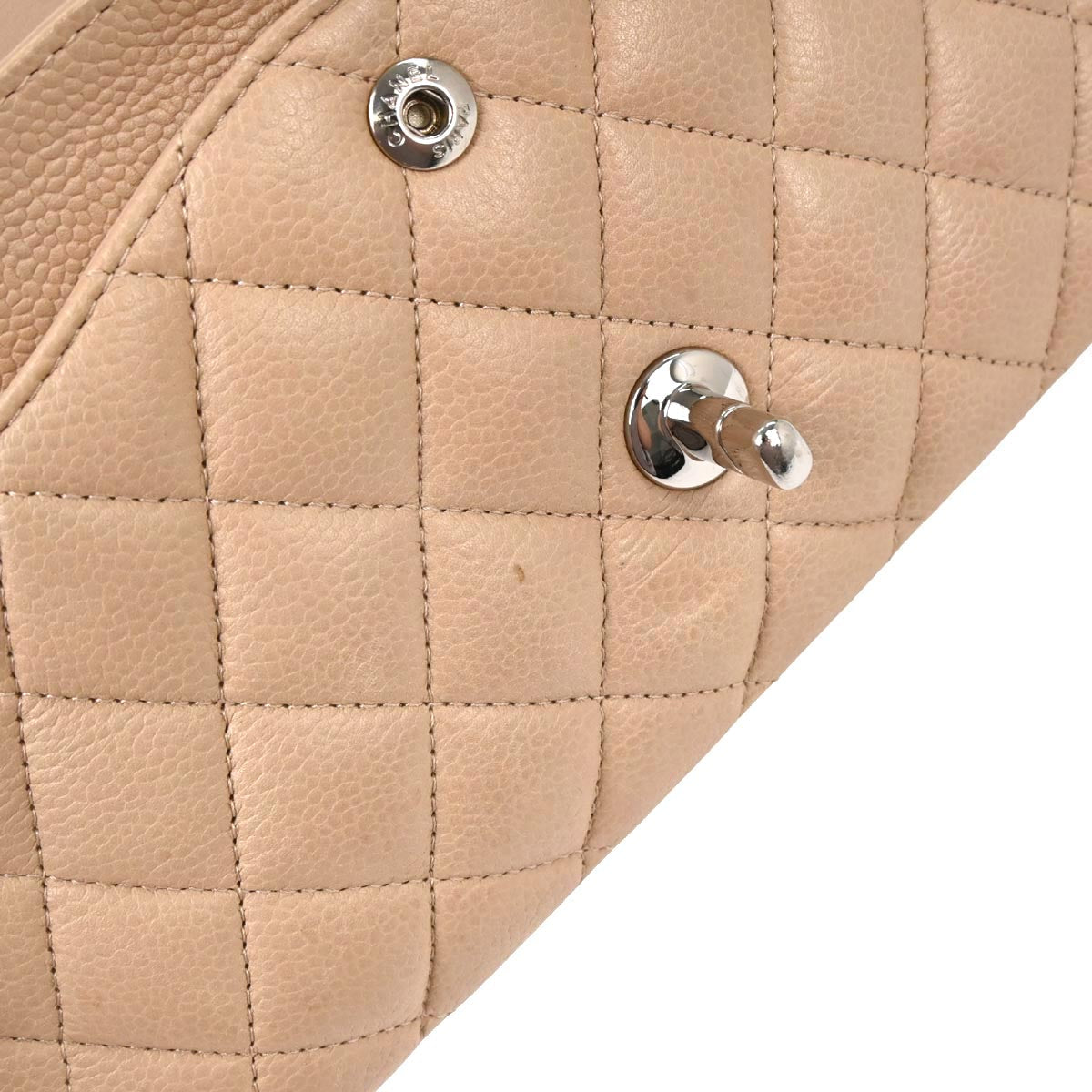 Chanel 2010-2011 Beige Caviar Medium Classic Double Flap Shoulder Bag