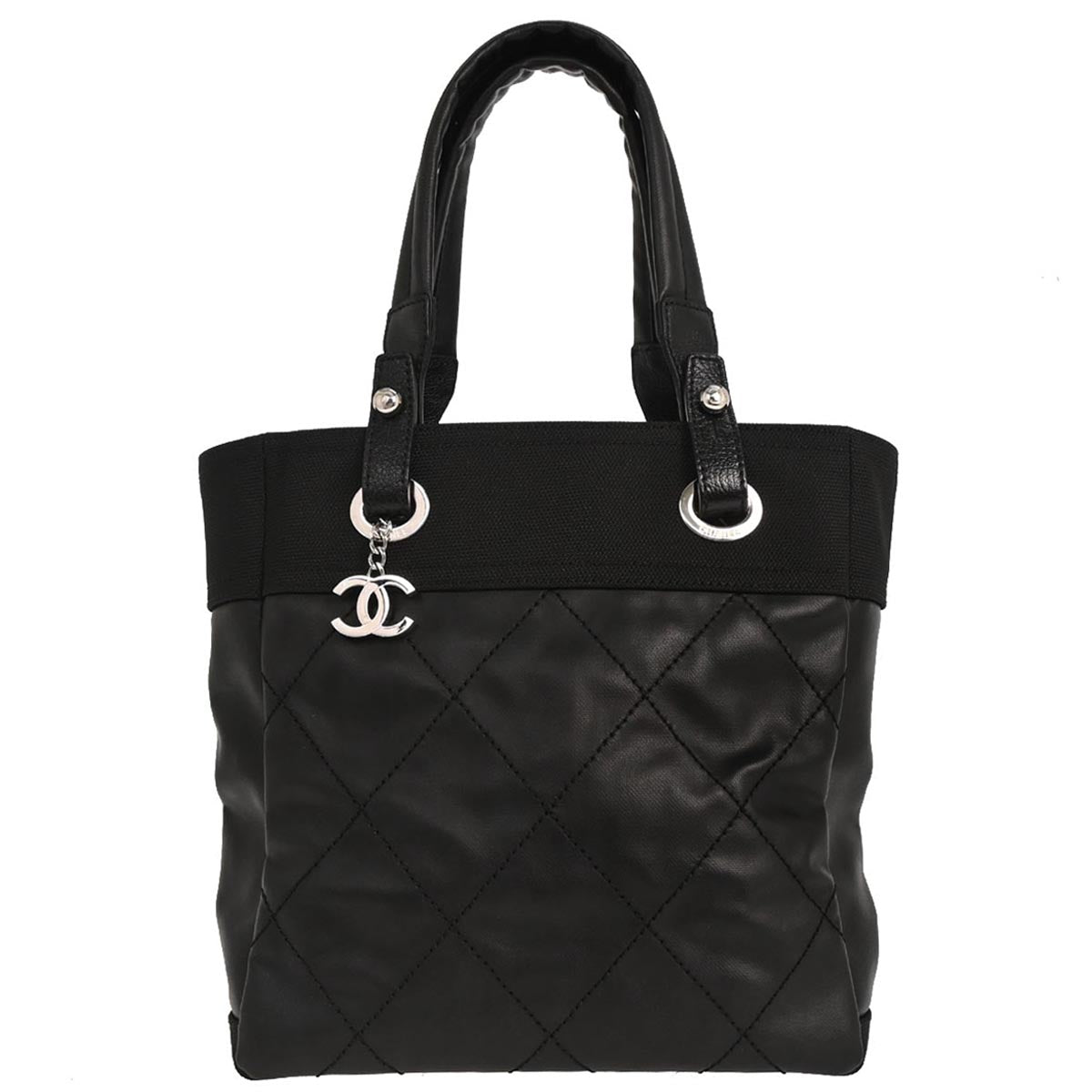 Chanel Black Canvas Paris-Biarritz Tote PM Handbag