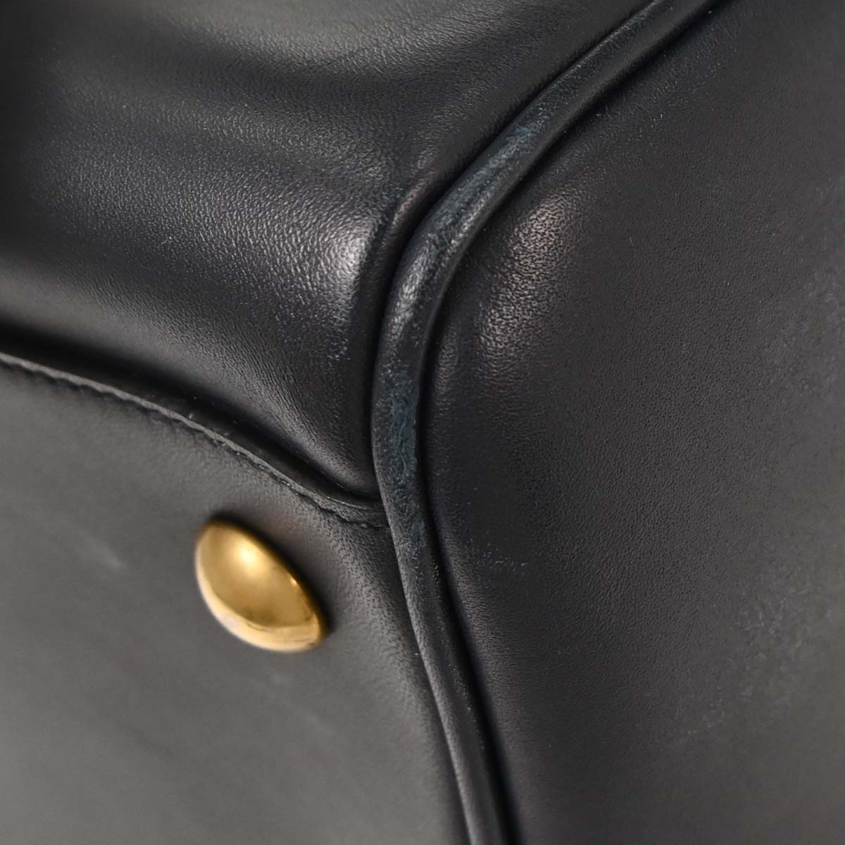 Saint Laurent Navy Leather Duffle 2way Shoulder Handbag