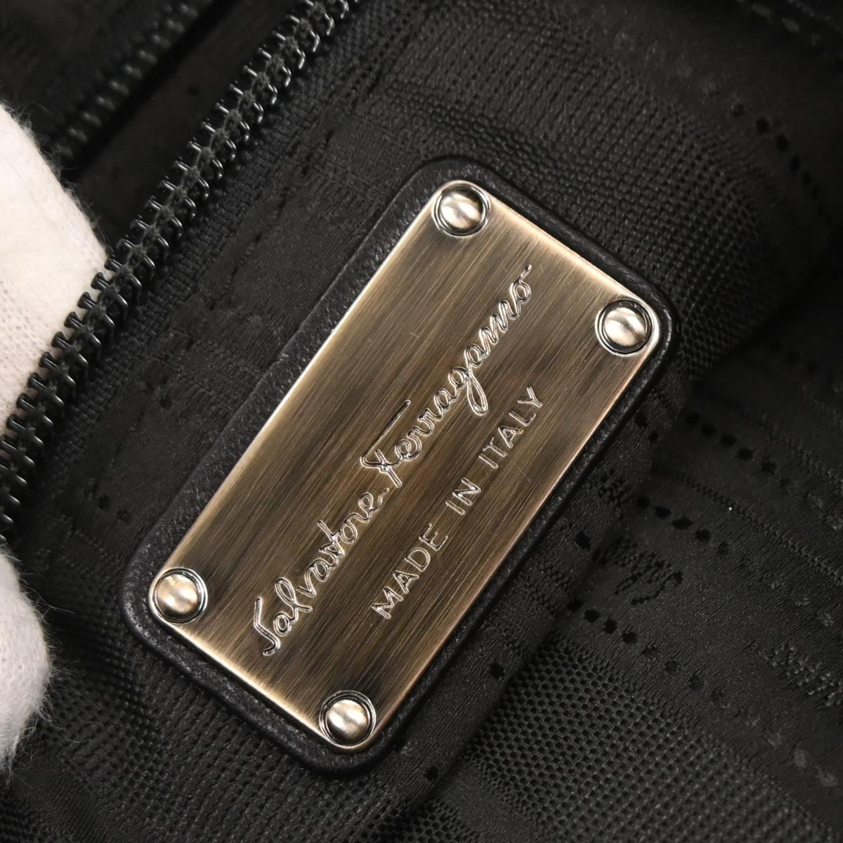 Salvatore Ferragamo Black Leather Gancini Handbag