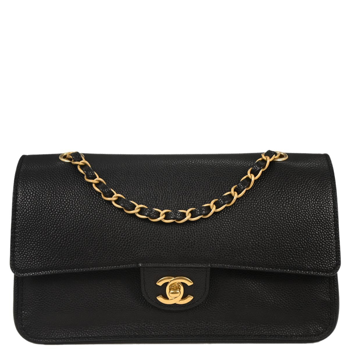 Chanel 2017 Black Caviar Medium Classic Double Flap Shoulder Bag