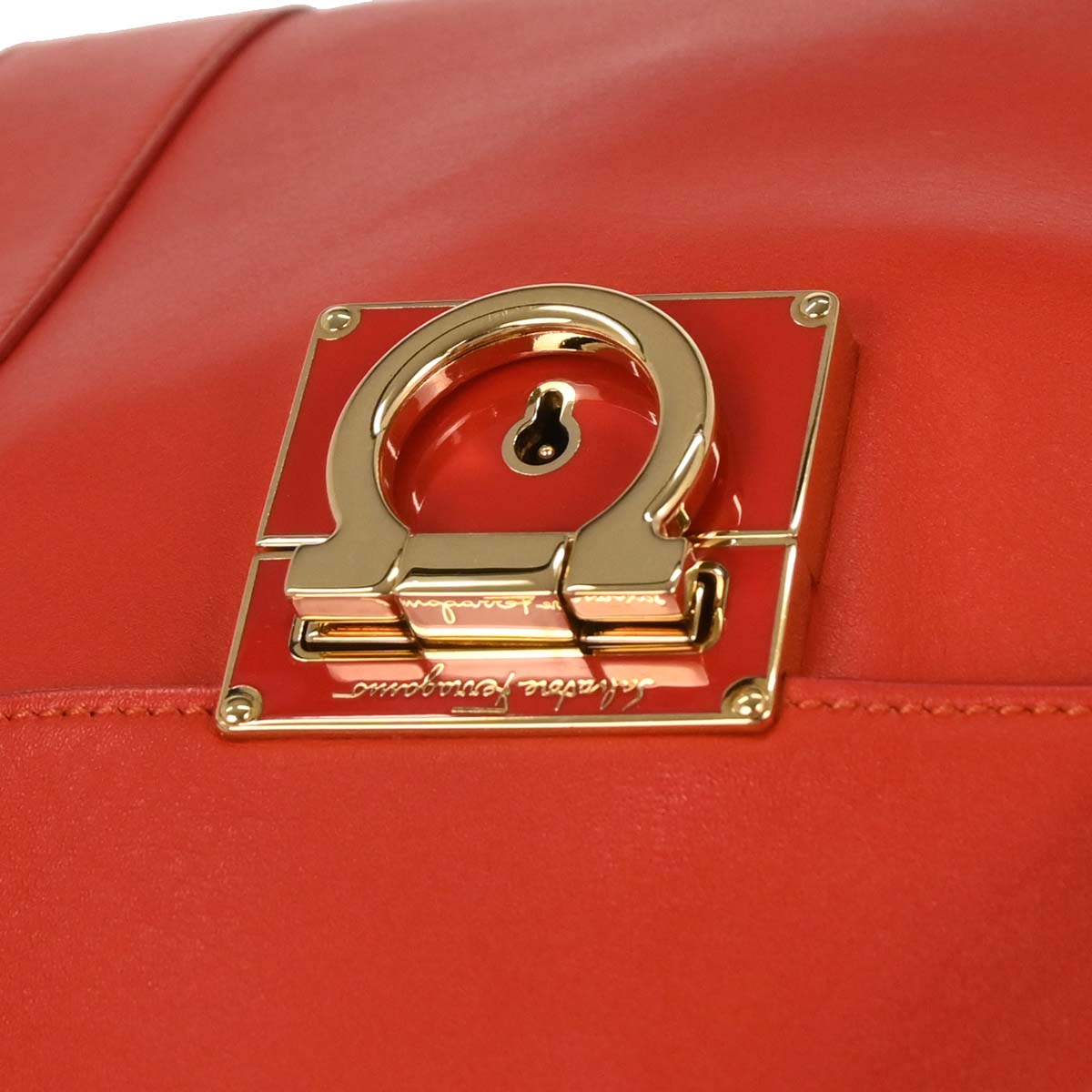 Salvatore Ferragamo Red Leather Sookie Gancini Handbag