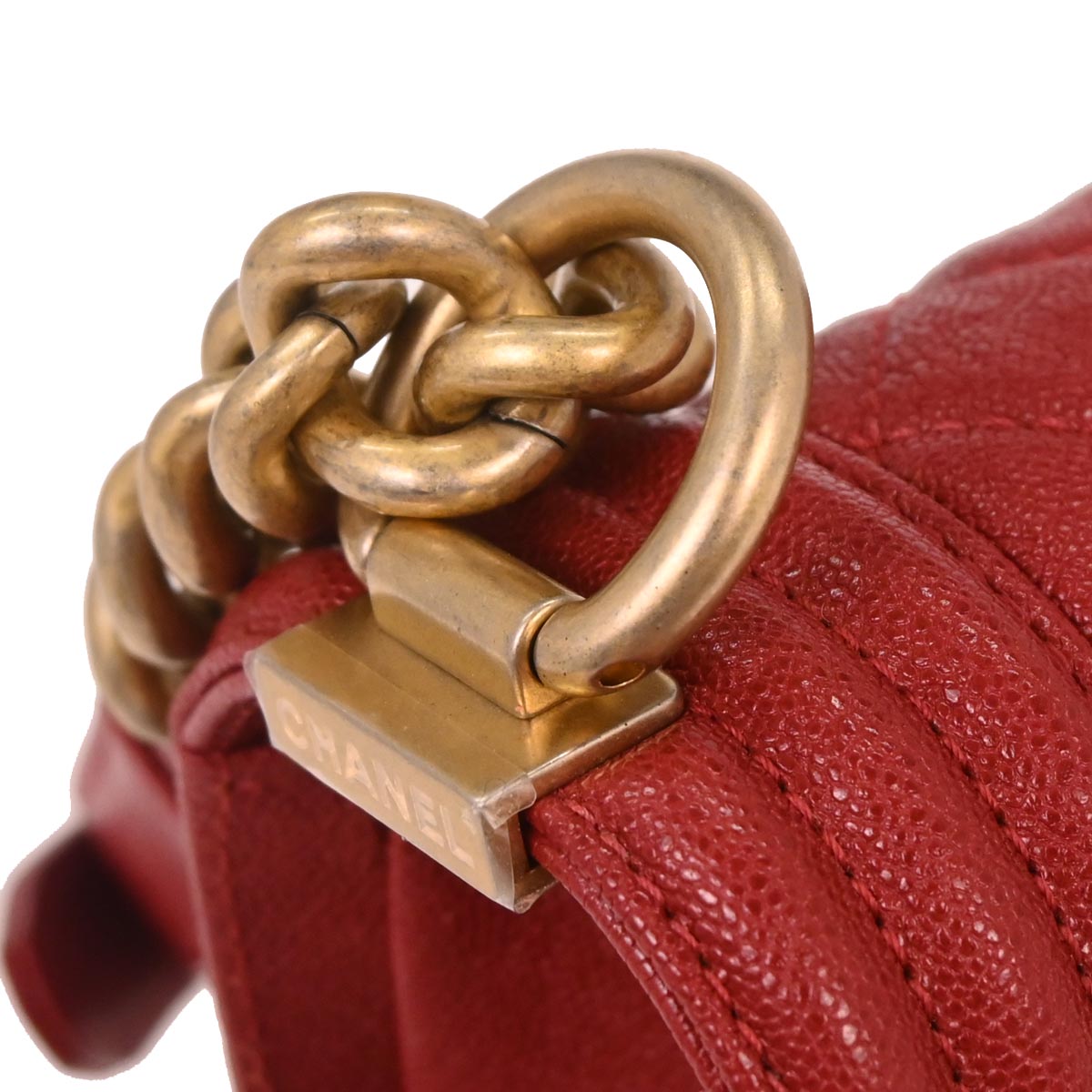 Boy Chanel 2019 Red Caviar Small Chain Shoulder Bag