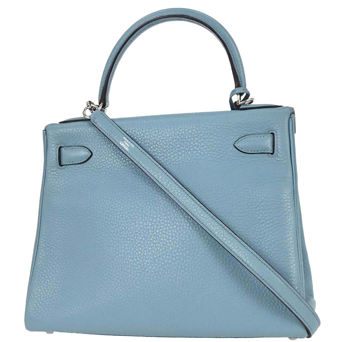Hermes Blue Saint Cyr Taurillon Clemence Kelly 28 Retourne Handbag