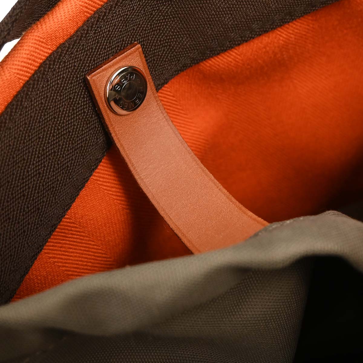 Hermes Orange Toile Chevron Sac de Pansage Bucket Shoulder Bag