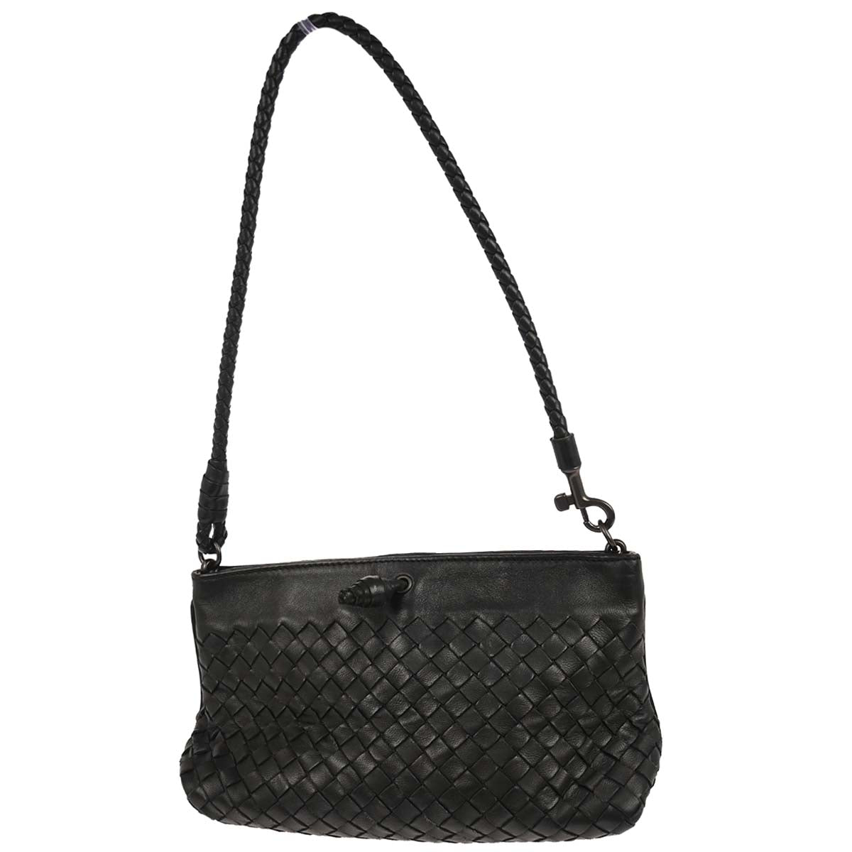 Bottega Veneta Black Lambskin Intrecciato Handbag