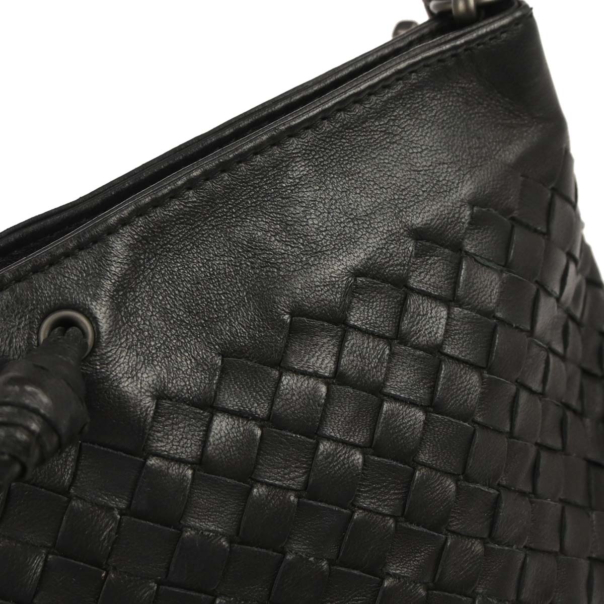 Bottega Veneta Black Lambskin Intrecciato Handbag