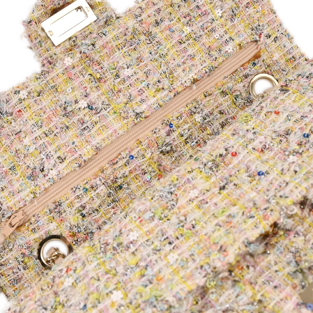 Chanel 2010-2011 White Tweed Garden Party Medium Classic Double Flap Shoulder Bag