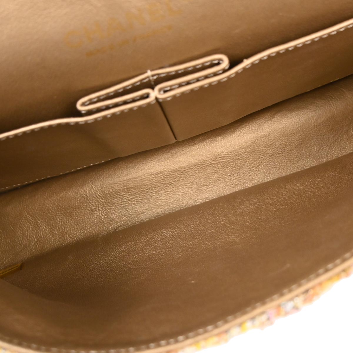 Chanel 2010-2011 White Tweed Garden Party Medium Classic Double Flap Shoulder Bag