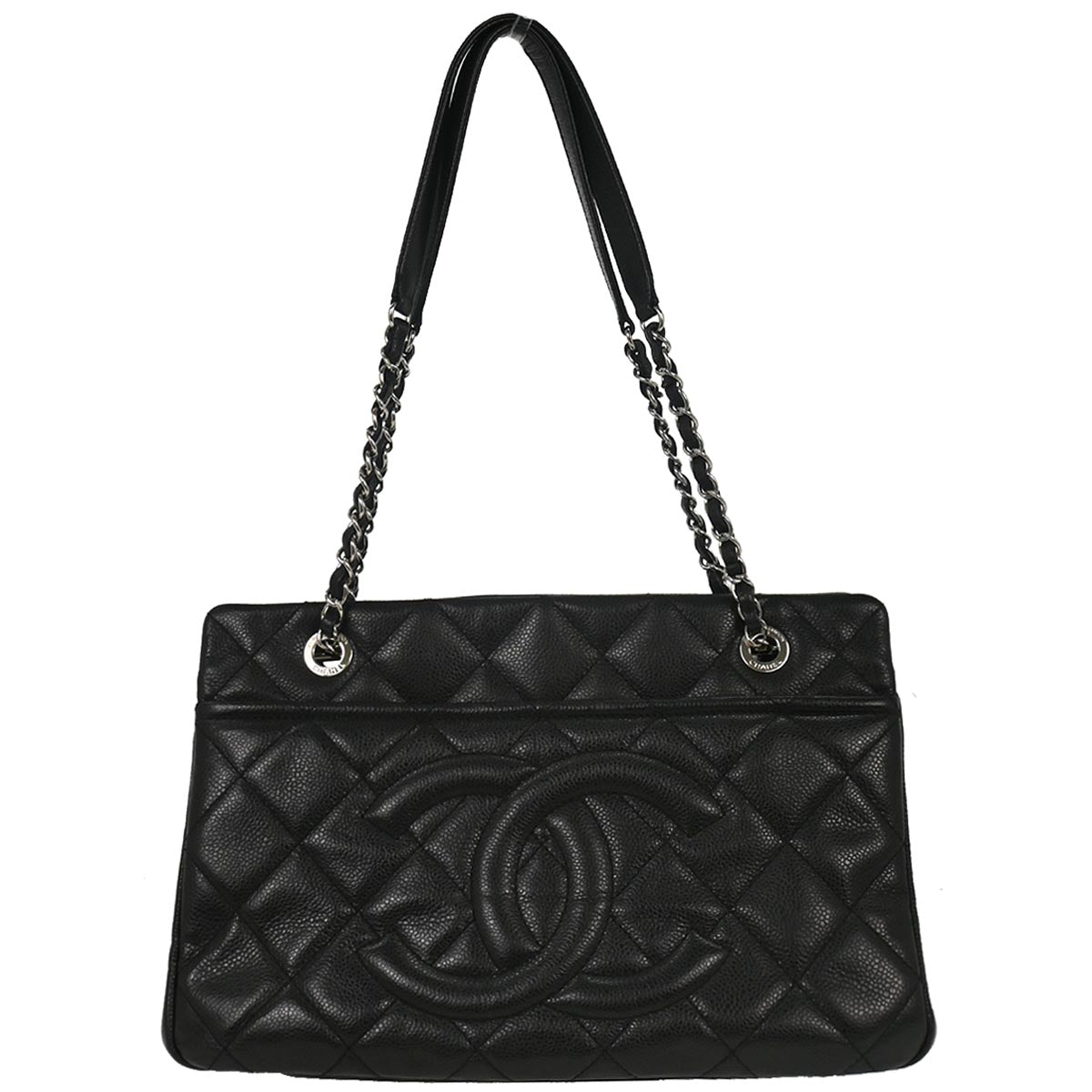 Chanel 2013-2014 Black Caviar Timeless CC Chain Tote Bag