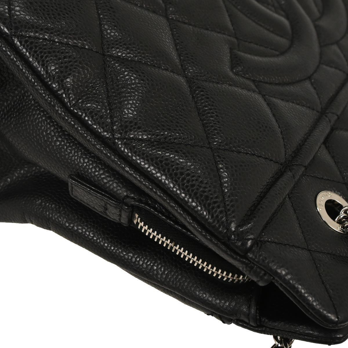 Chanel 2013-2014 Black Caviar Timeless CC Chain Tote Bag