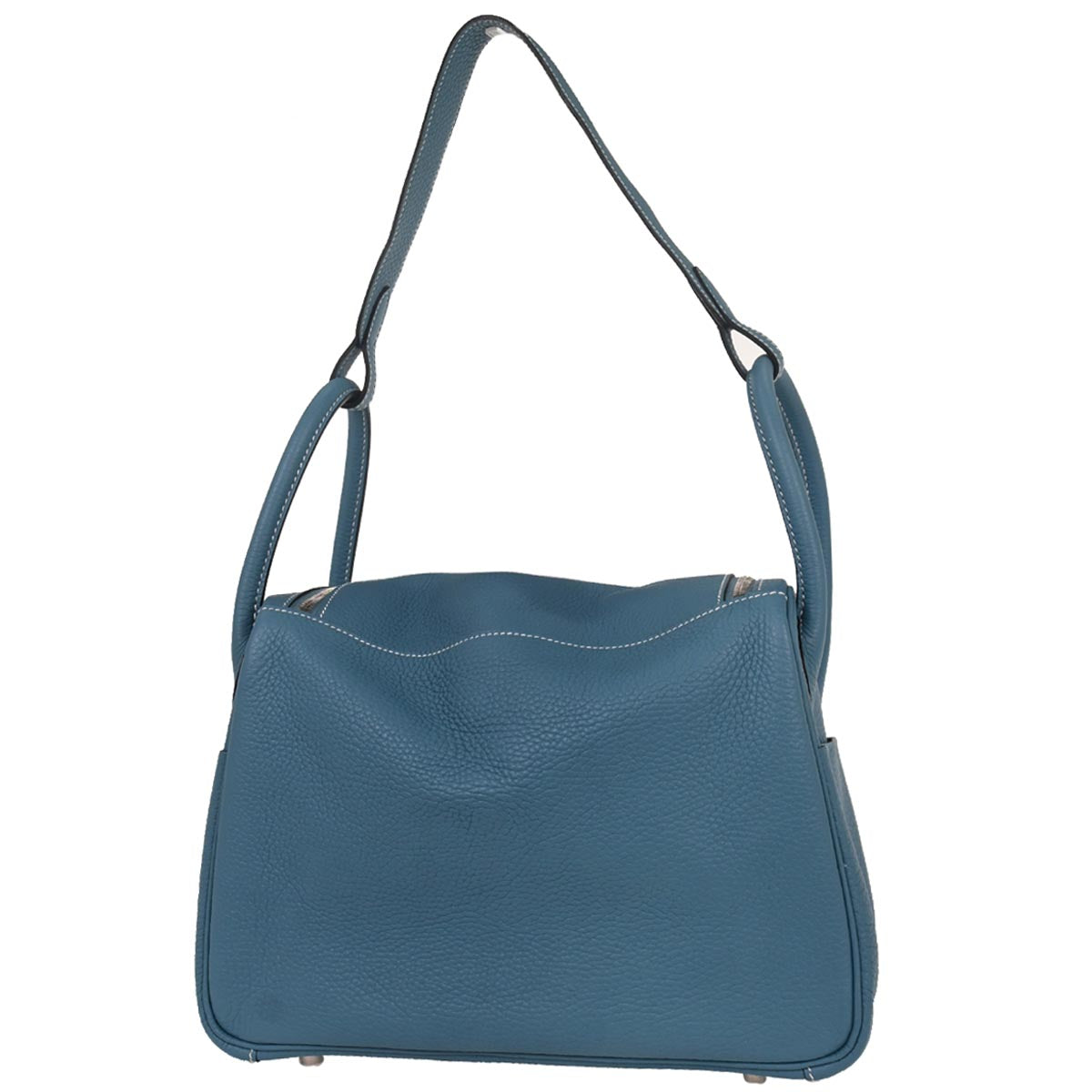 Hermes Blue Jean Taurillon Clemence Lindy 30 Shoulder Bag