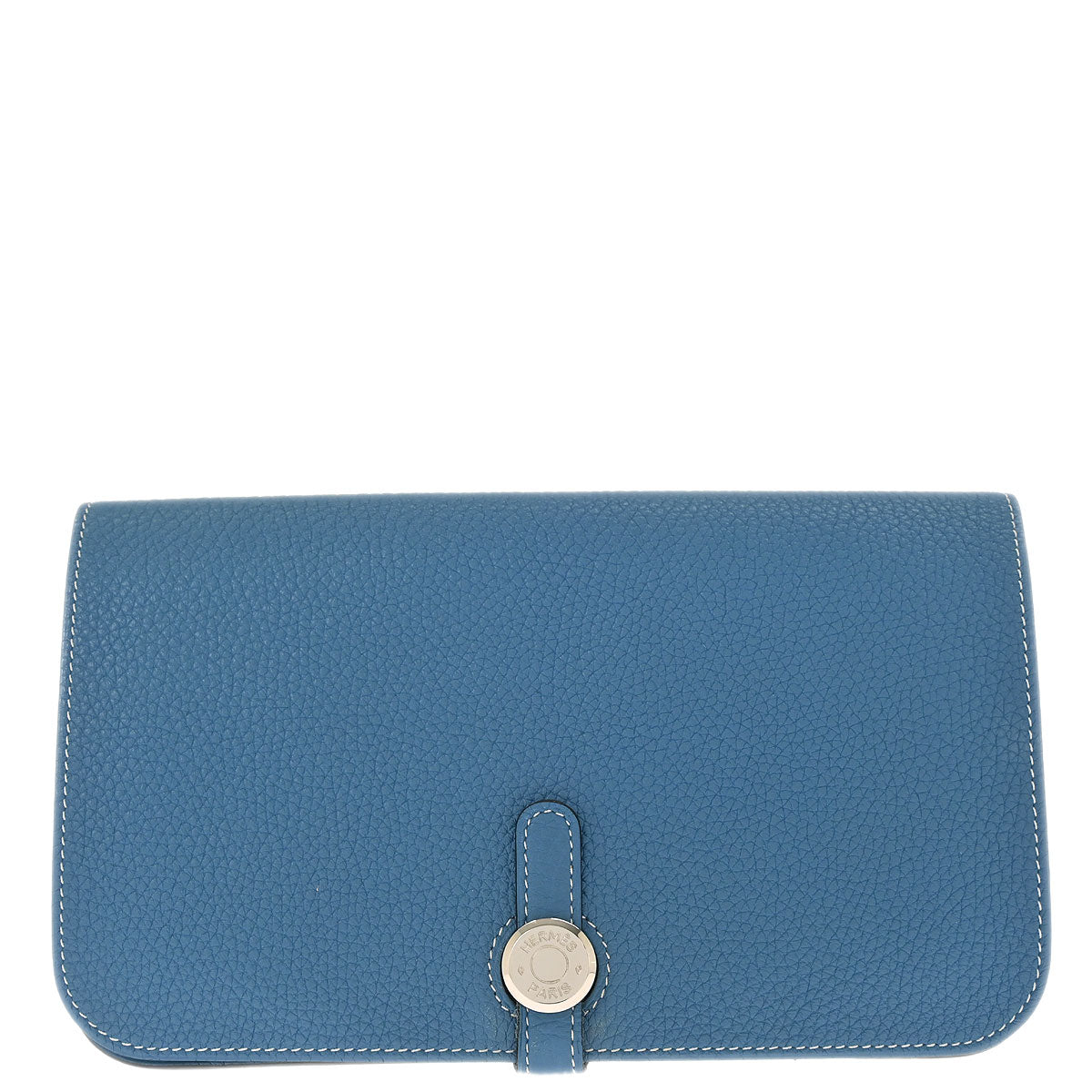 Hermes Blue Jean Green Togo Dogon GM Wallet