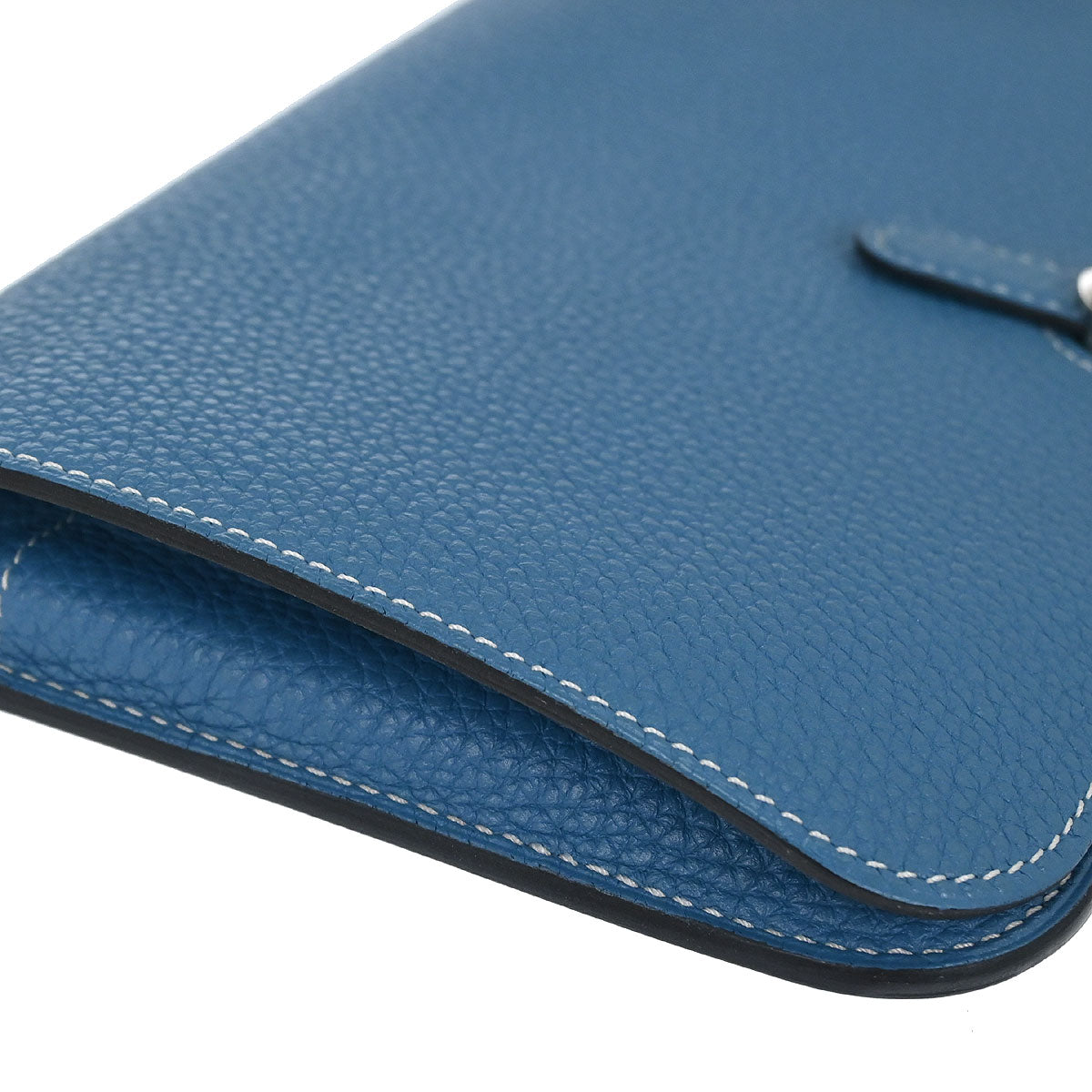 Hermes Blue Jean Green Togo Dogon GM Wallet