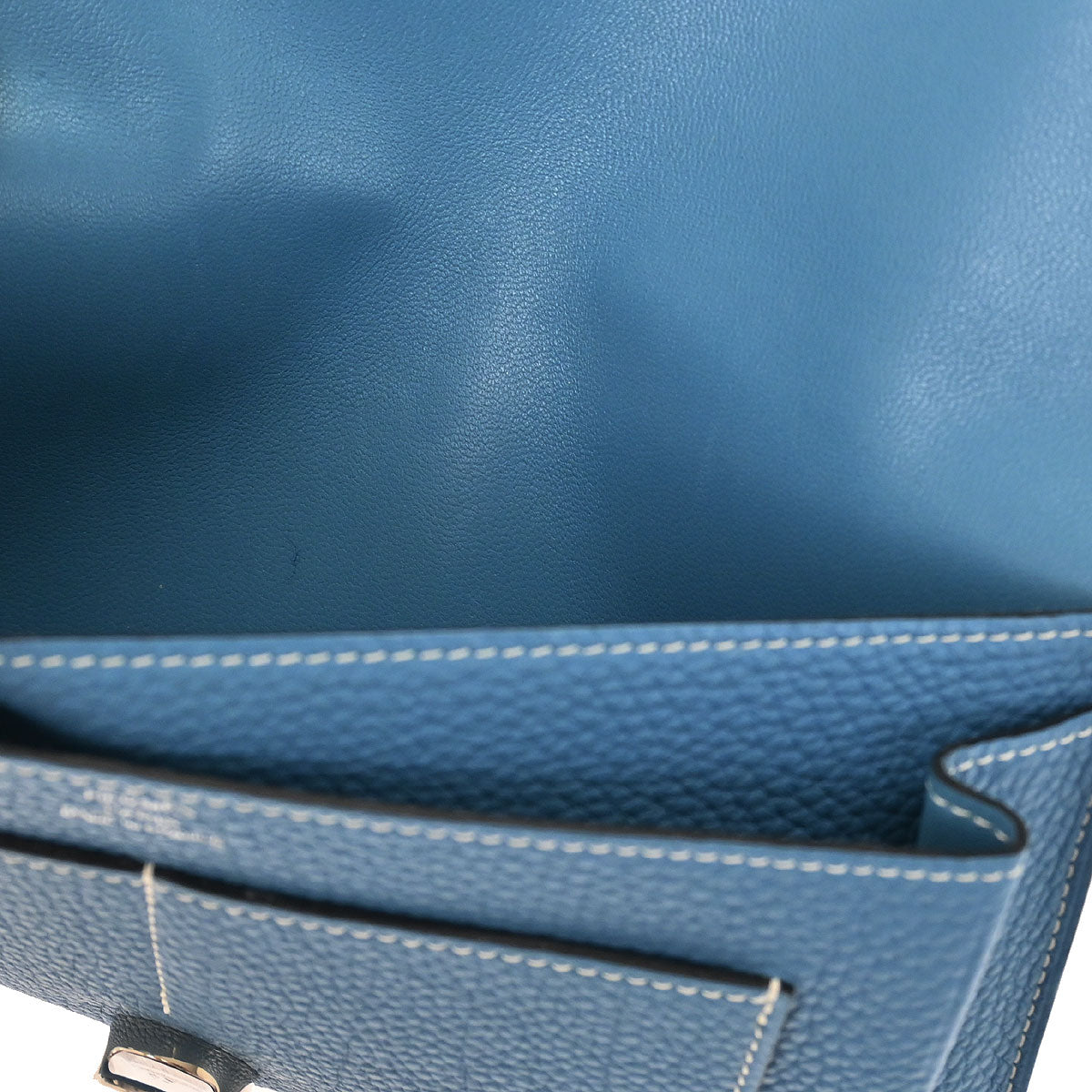 Hermes Blue Jean Green Togo Dogon GM Wallet