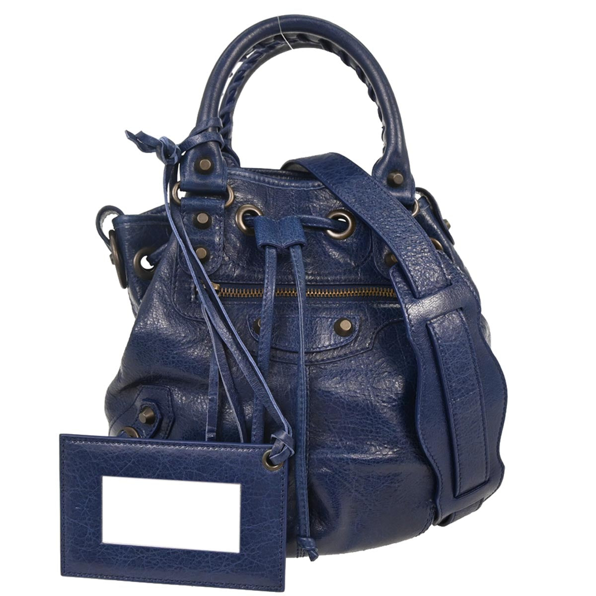 Balenciaga Blue Classic Mini Pompon 2way Shoulder Handbag